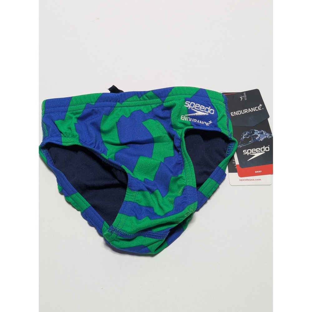 Speedo Mens Vortex Maze Brief Swimsuit Blue Green Size 22